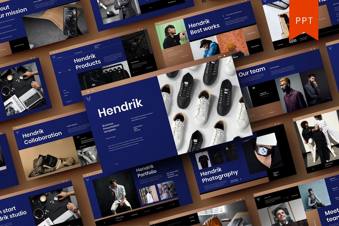 Template Presentasi PowerPoint Hendrik untuk Bisnis yang Menarik