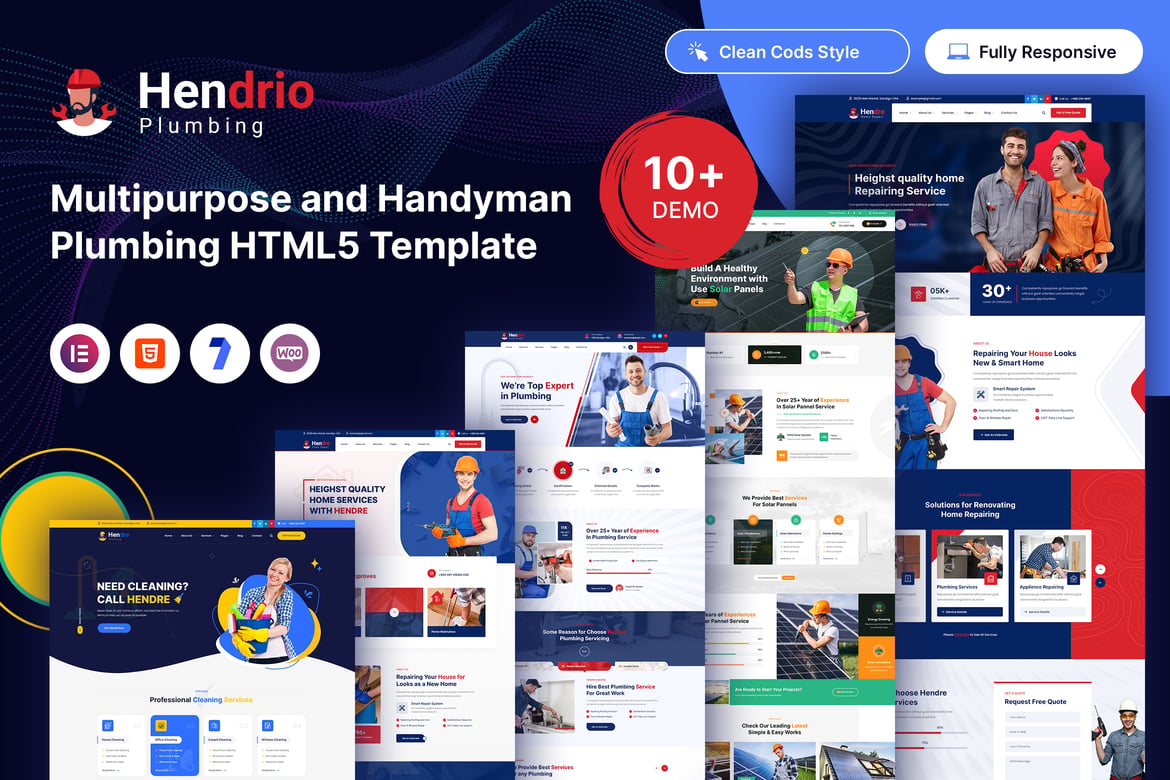 Hendrio – Template Website Handyman & Plumbing yang Menarik