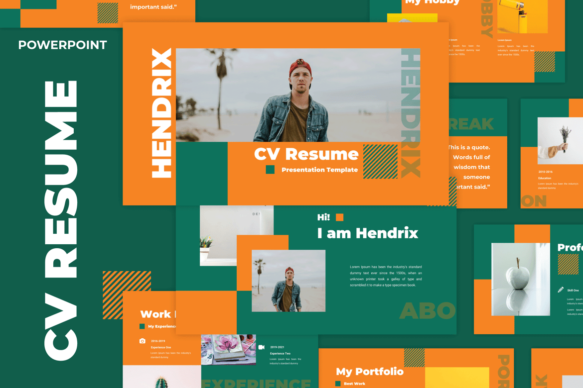 Template Presentasi CV Resume Hendrix yang Profesional dan Modern