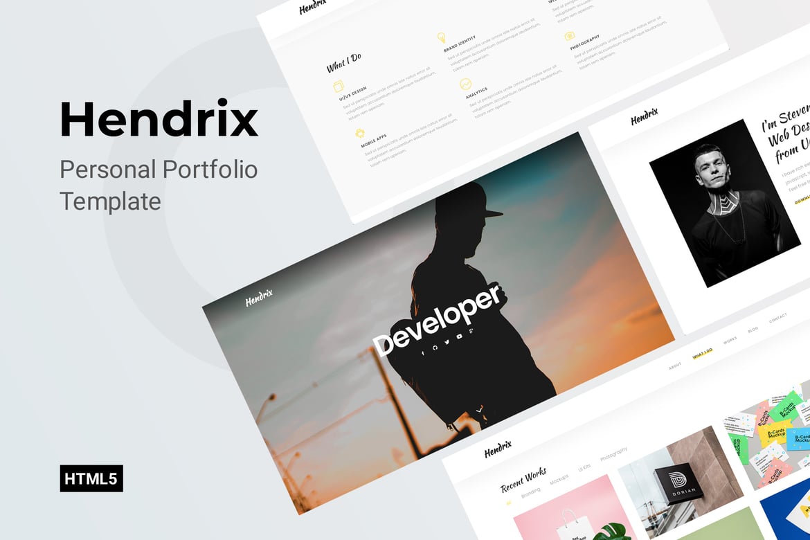Hendrix - Template Website Portofolio Pribadi yang Menarik
