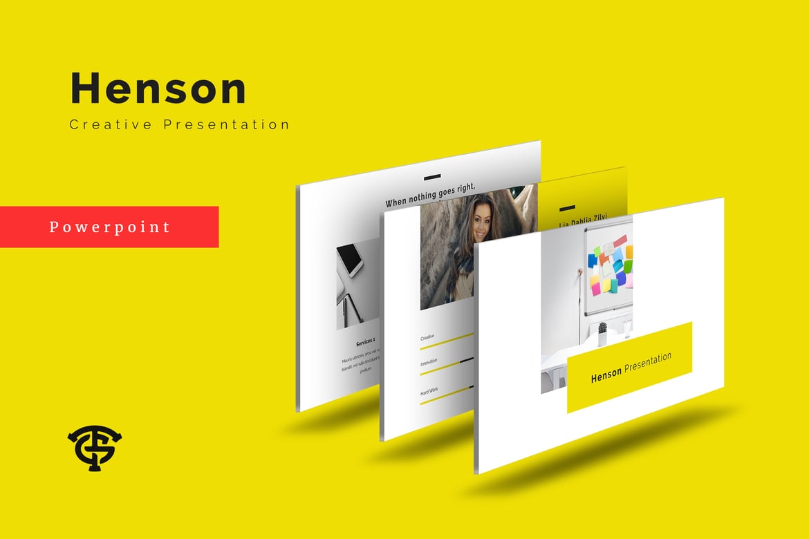 Template Presentasi PowerPoint Henson Creative yang Kreatif dan Bersih