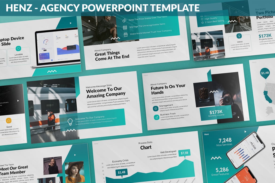 Template PowerPoint Henz - Solusi Presentasi Modern untuk Agensi Anda