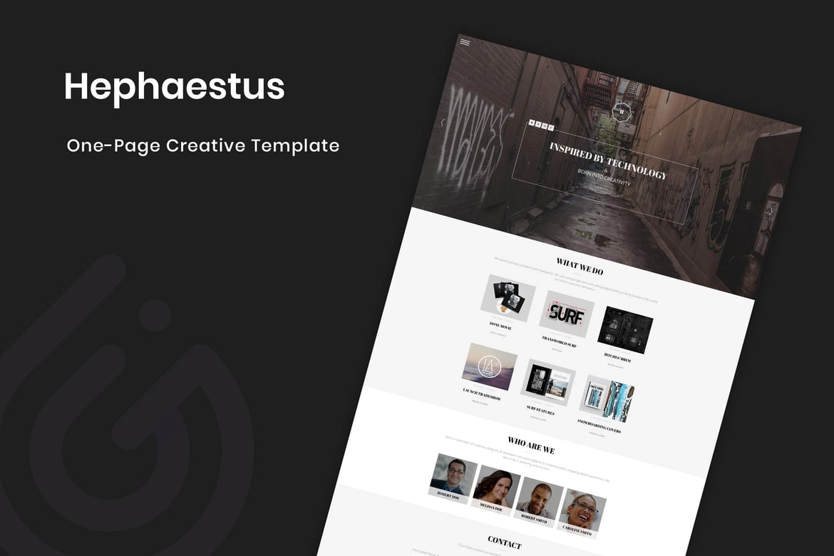 Hephaestus - Template Website Kreatif Satu Halaman yang Menawan