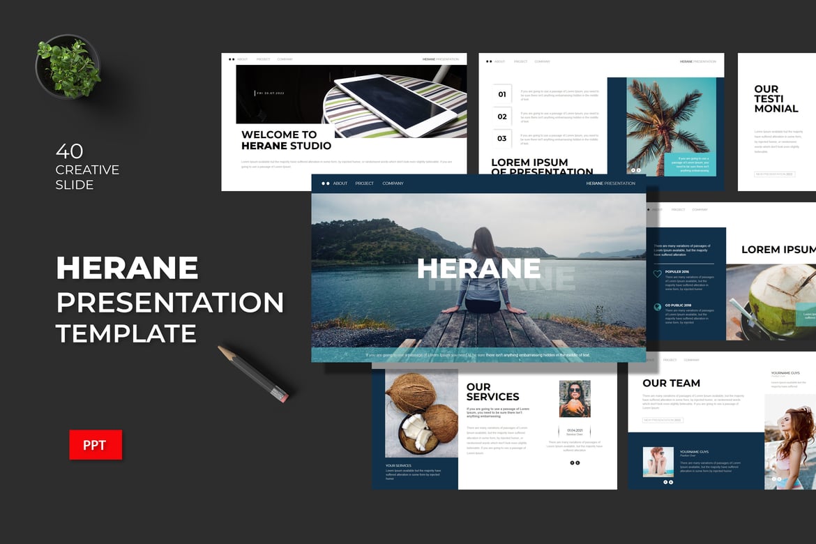 Herane - Template PowerPoint Kreatif untuk Presentasi Menarik