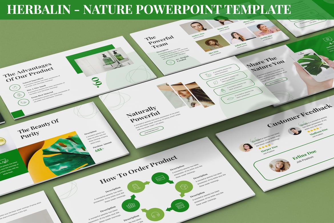 Herbalin - Template Powerpoint Alam yang Modern dan Segar
