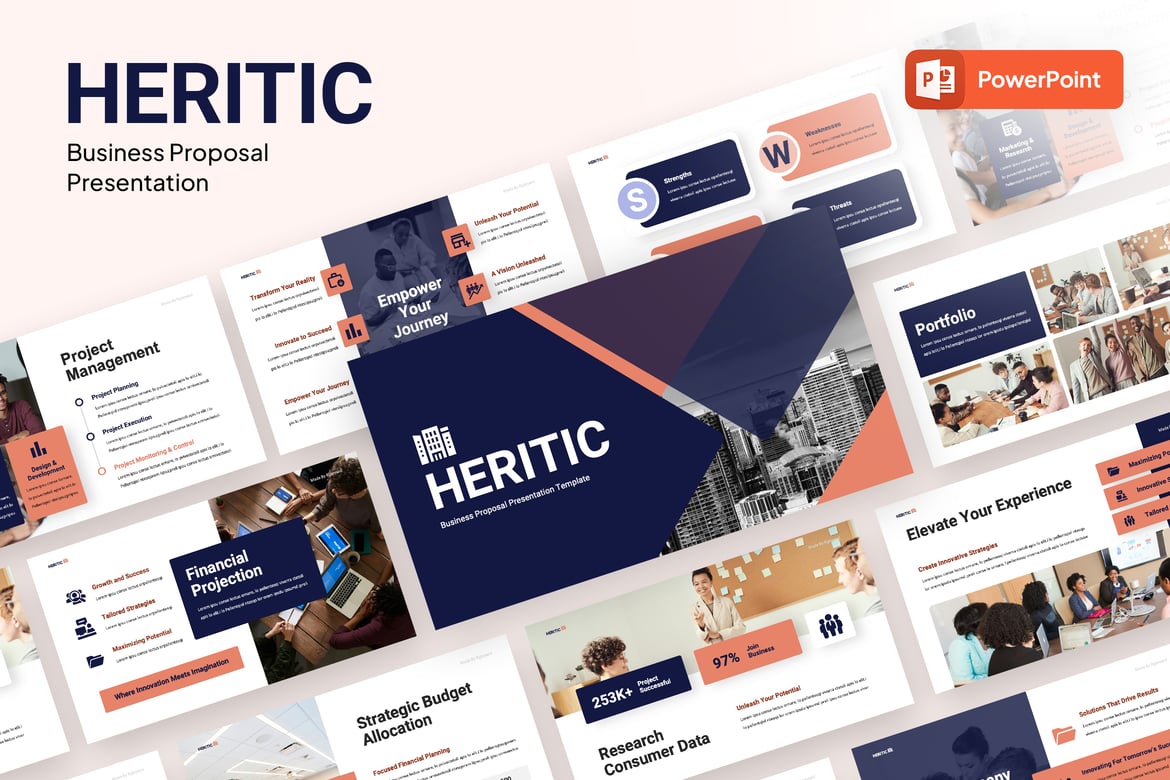 Template PowerPoint Proposal Bisnis Heritic yang Profesional