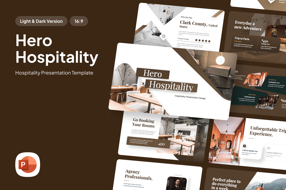 Template Presentasi PowerPoint Hero Hospitality yang Menarik