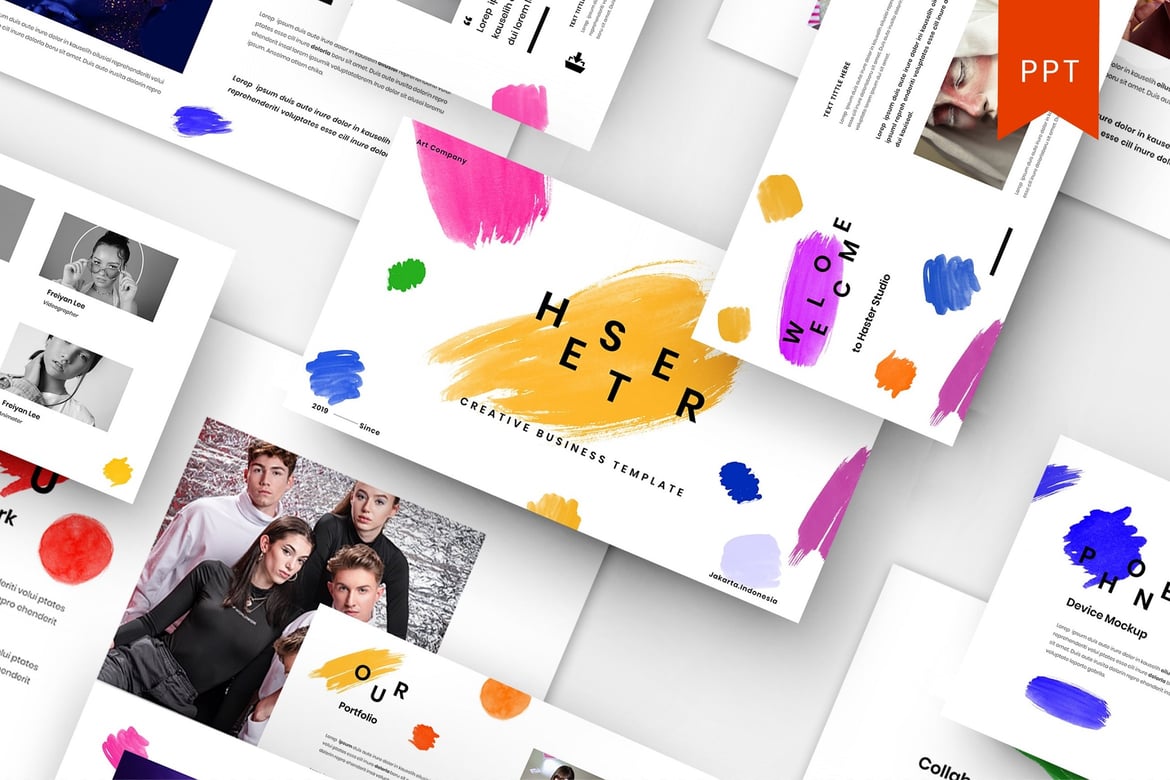 Hester – Template PowerPoint Bisnis Kreatif yang Menarik