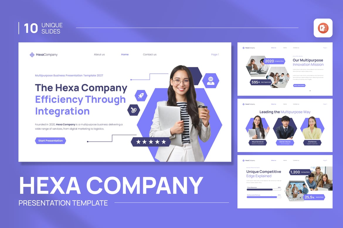 Template Presentasi PowerPoint Bisnis Hexa yang Serbaguna
