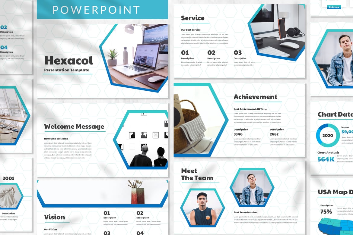 Hexacol - Template Powerpoint Bisnis yang Menarik