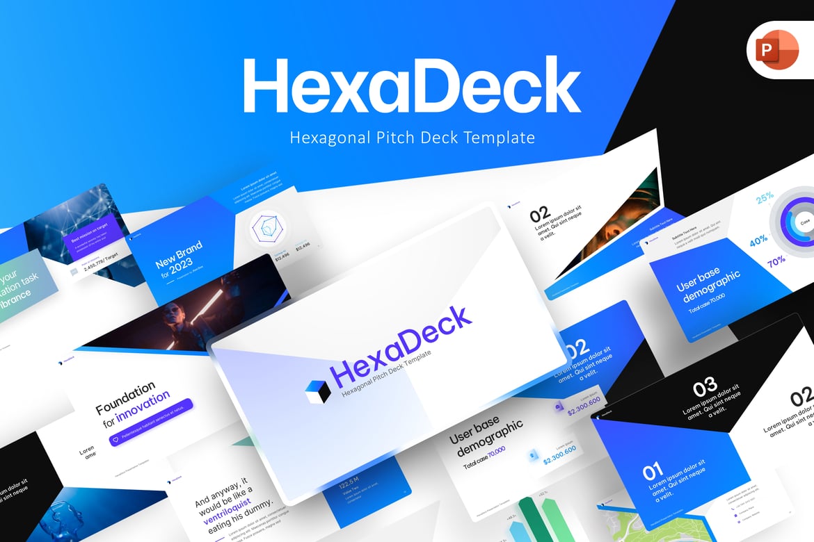 Template Presentasi PowerPoint Hexadeck yang Menarik