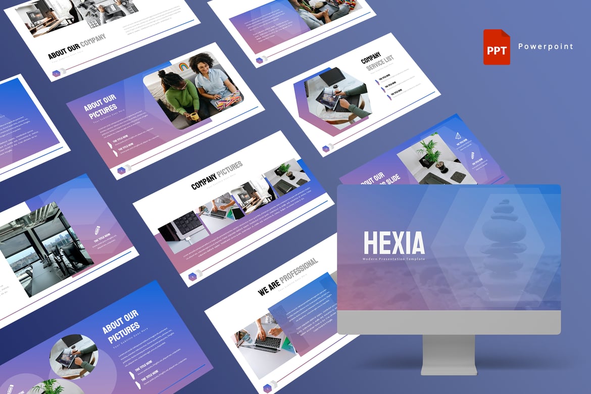 Hexia - Template PowerPoint Kreatif untuk Presentasi Anda