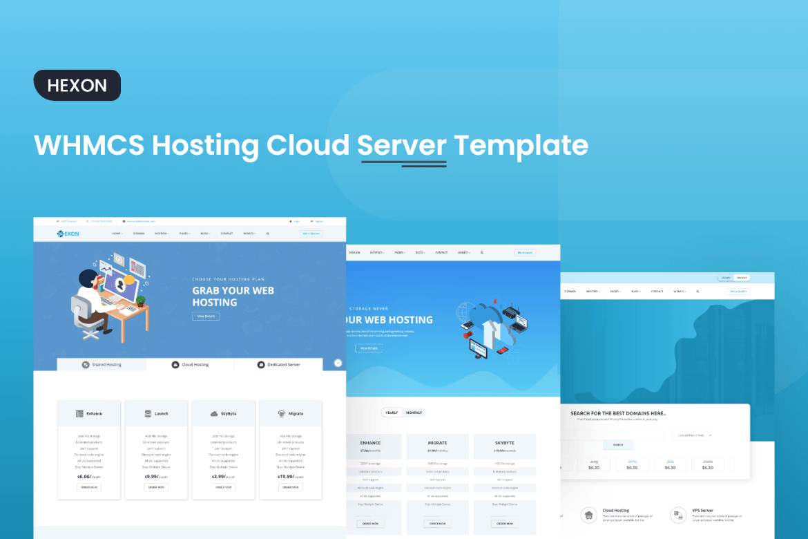 Template Website HEXON-WHMCS untuk Layanan Hosting Cloud