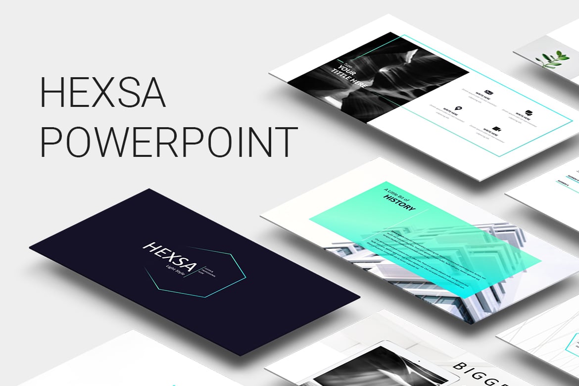 Template Presentasi PowerPoint Hexsa yang Minimalis dan Modern
