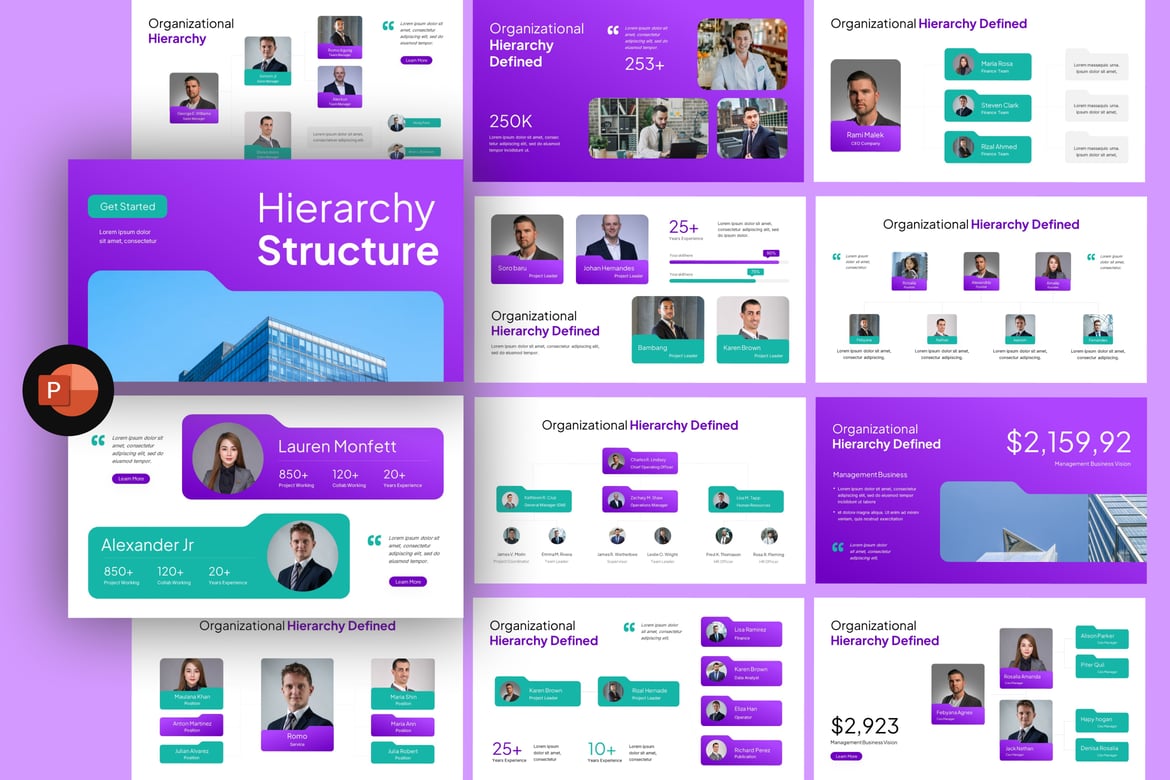 Template Presentasi PowerPoint Struktur Hierarki yang Profesional