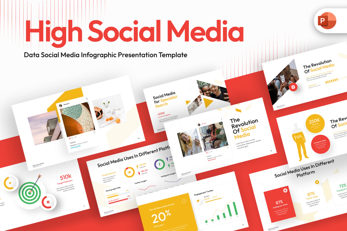 Template PowerPoint Infografis Media Sosial yang Menarik