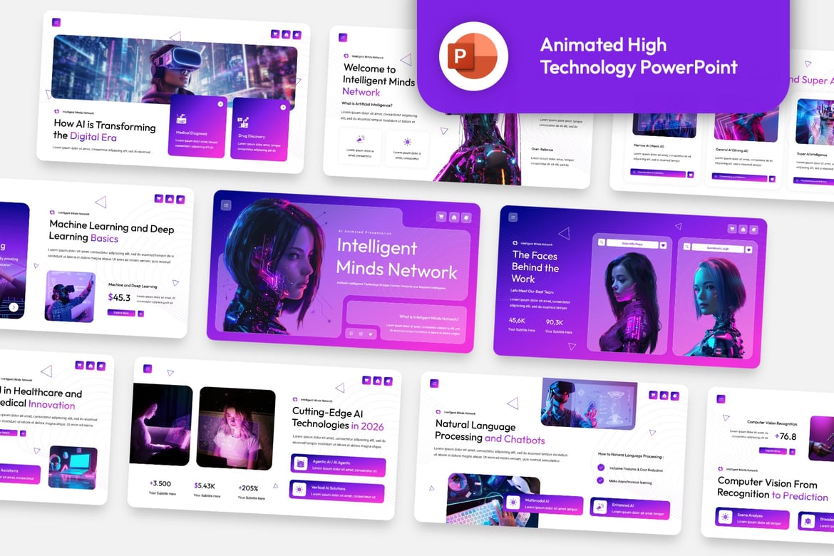 Template Presentasi PowerPoint Animasi Teknologi Tinggi
