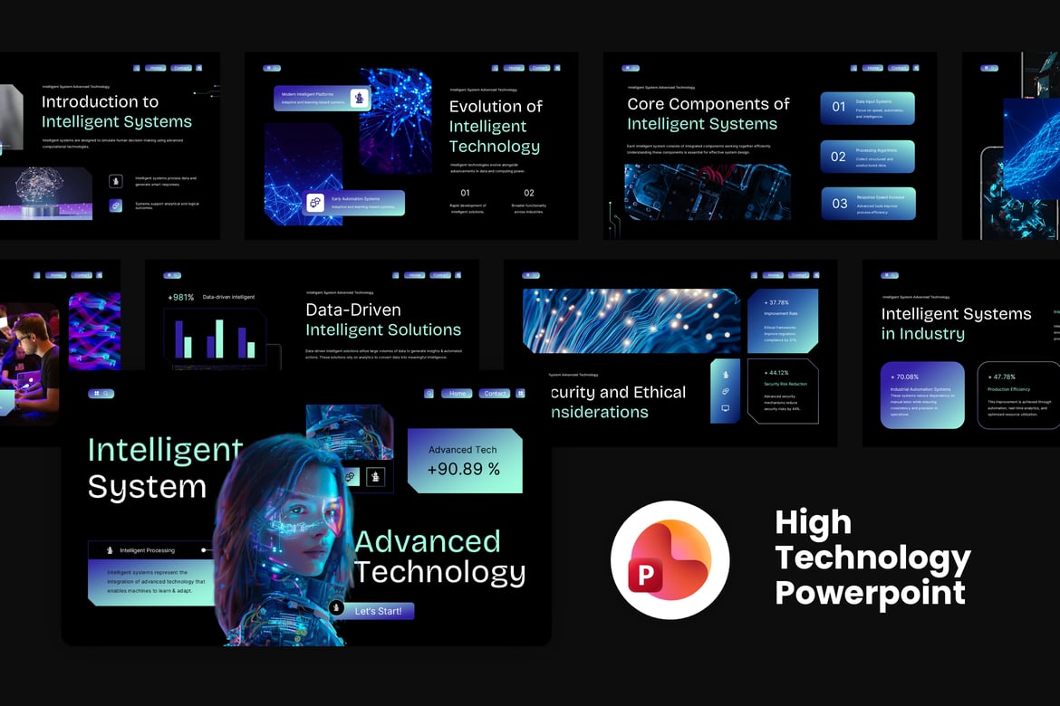 Template Presentasi PowerPoint Teknologi Tinggi yang Kreatif