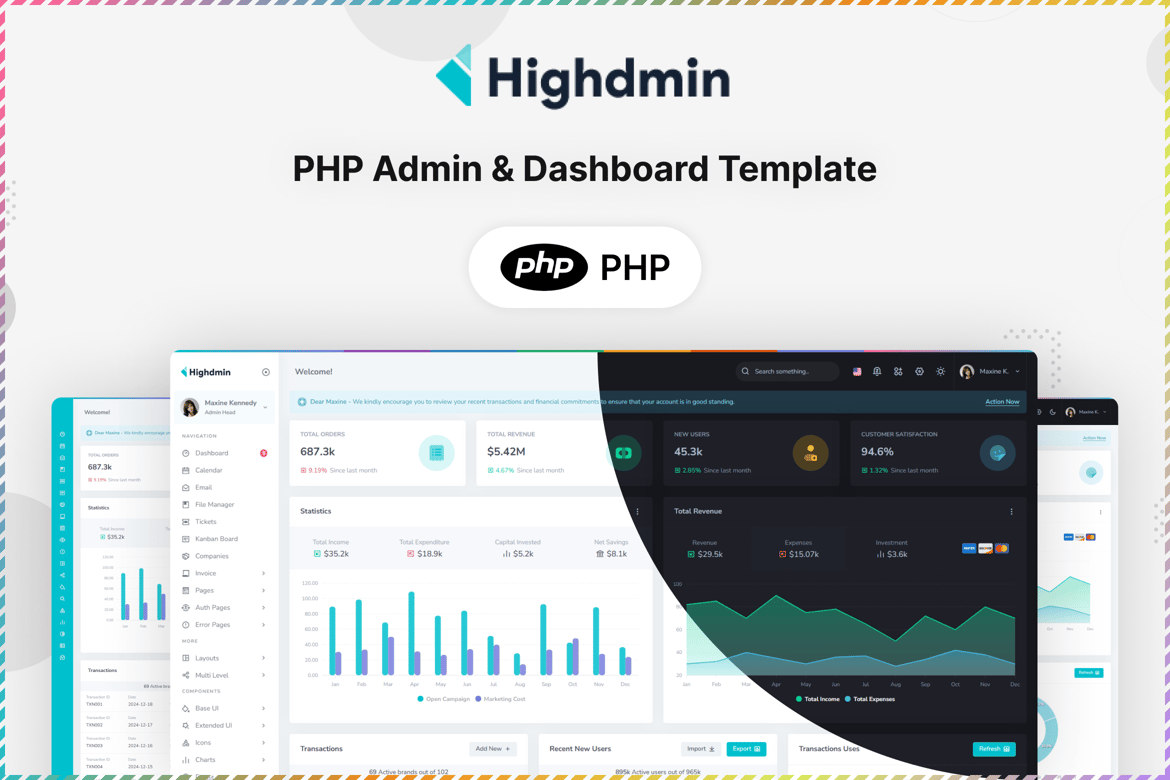 Highdmin - Template Admin & Dashboard PHP Premium yang Memudahkan Pengembangan Web