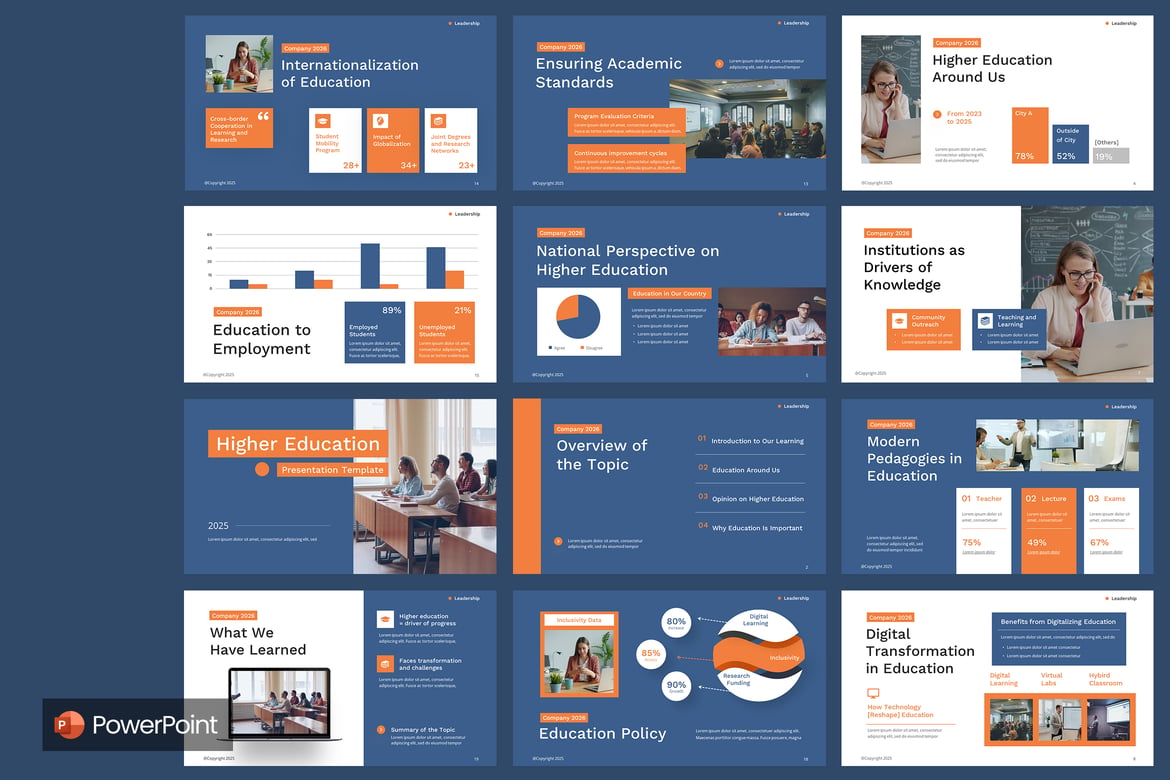 Template PowerPoint Pendidikan Tinggi yang Modern dan Profesional