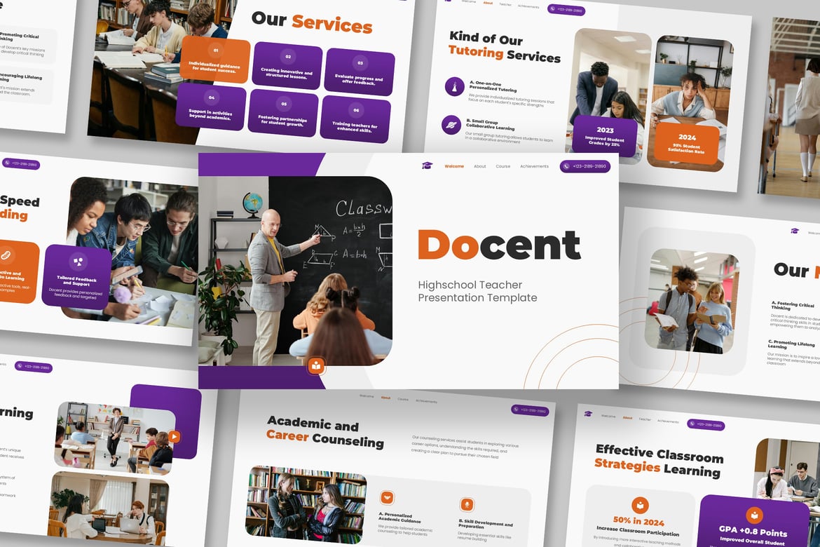 Template PowerPoint Guru Sekolah Menengah yang Menarik