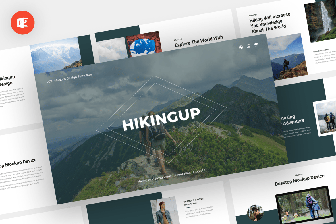 Template PowerPoint Hikingup - Presentasi Profesional untuk Pecinta Alam
