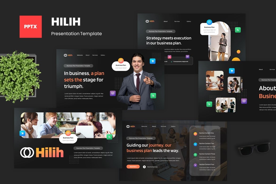 Template Powerpoint Rencana Bisnis Hilih yang Modern dan Profesional
