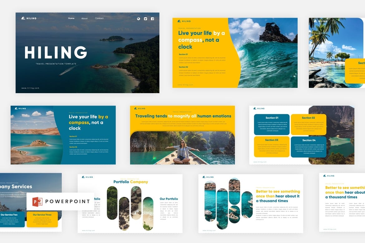 Hiling - Template Powerpoint Agensi Perjalanan yang Modern dan Profesional