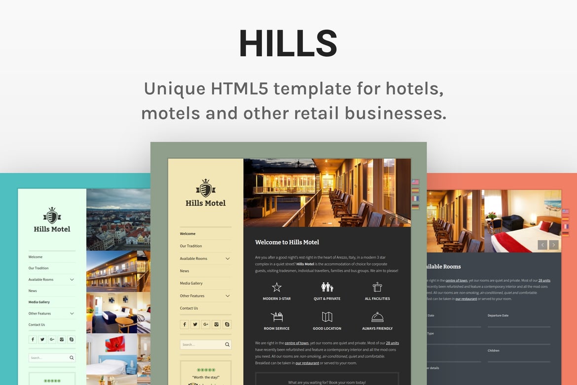 Template Website Hotel/Motel Hills yang Unik dan Responsif