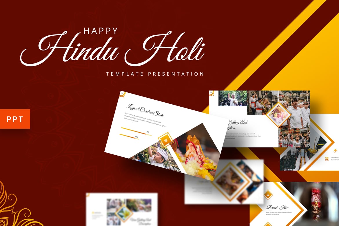 Template PowerPoint Holi Hindu yang Menarik dan Profesional