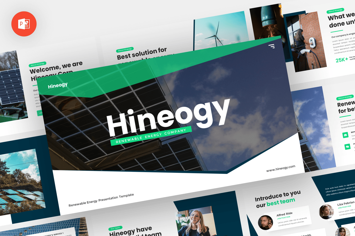 Hineogy - Template Powerpoint Energi Terbarukan yang Modern