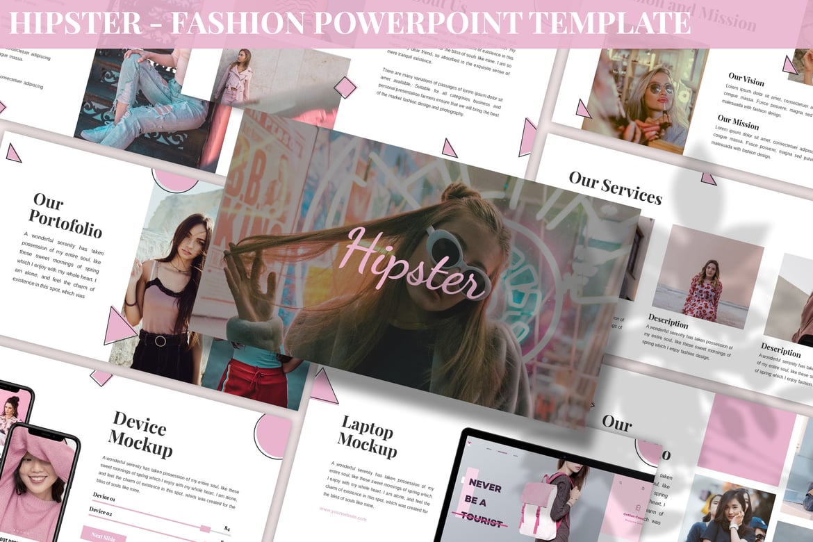 Template Powerpoint Hipster - Presentasi Fashion yang Menarik