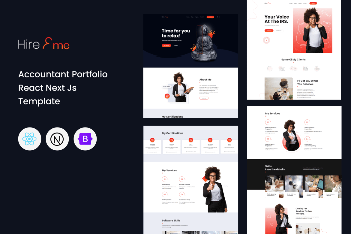 Template Website Portofolio Akuntan HireMe - Solusi Terbaik untuk Akuntan Freelance