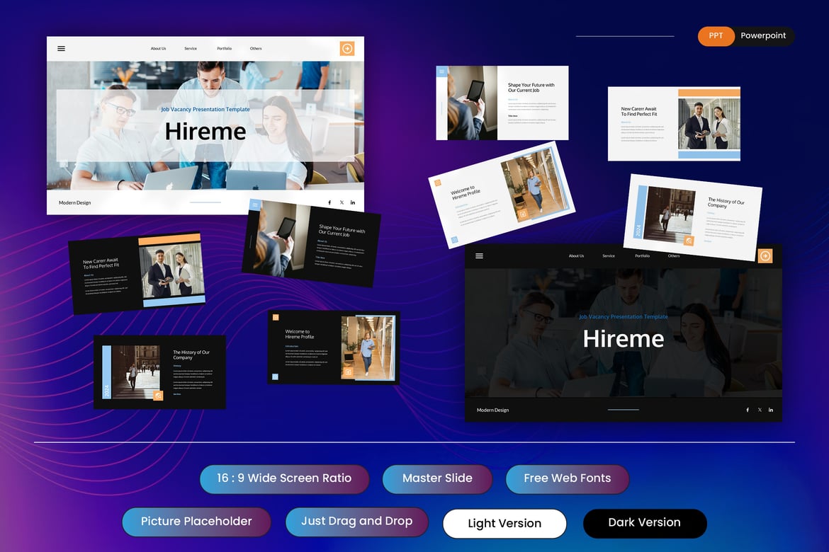 Hireme - Template Presentasi PowerPoint Lowongan Pekerjaan yang Menarik