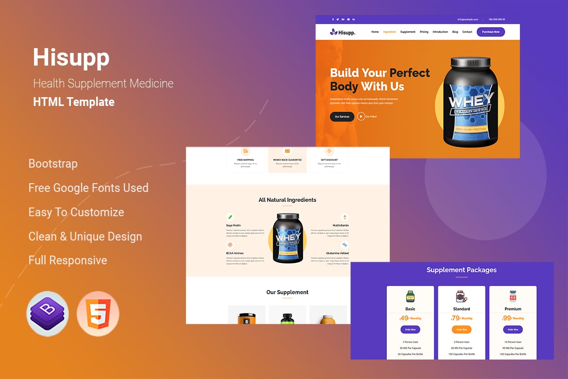 Hisupp - Template Website Suplemen Kesehatan yang Menarik