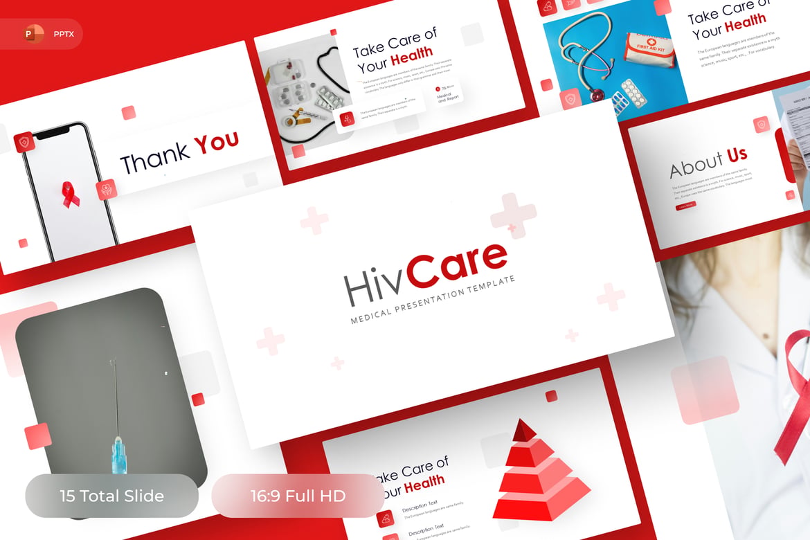 Template PowerPoint Medis HivCare yang Menarik dan Profesional