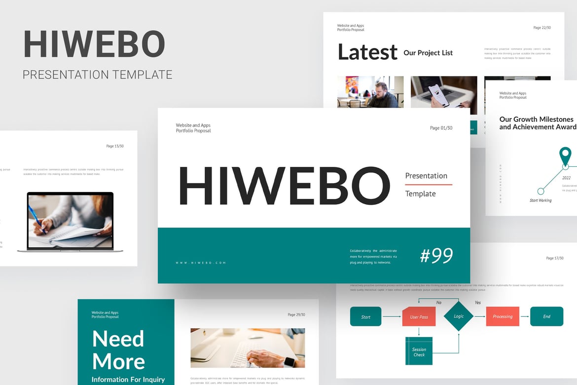 Hiwebo - Template PowerPoint Proposal Website & Aplikasi yang Menarik