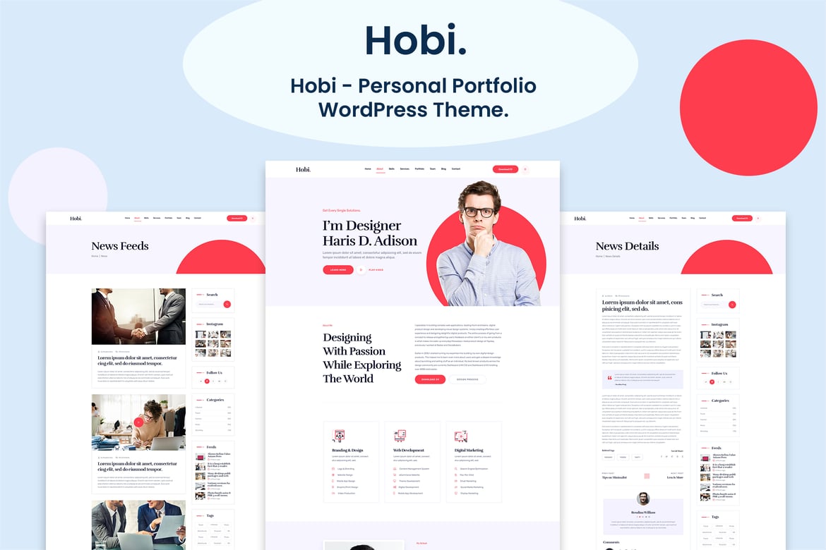 Hobi - Tema WordPress Portofolio Pribadi yang Menarik