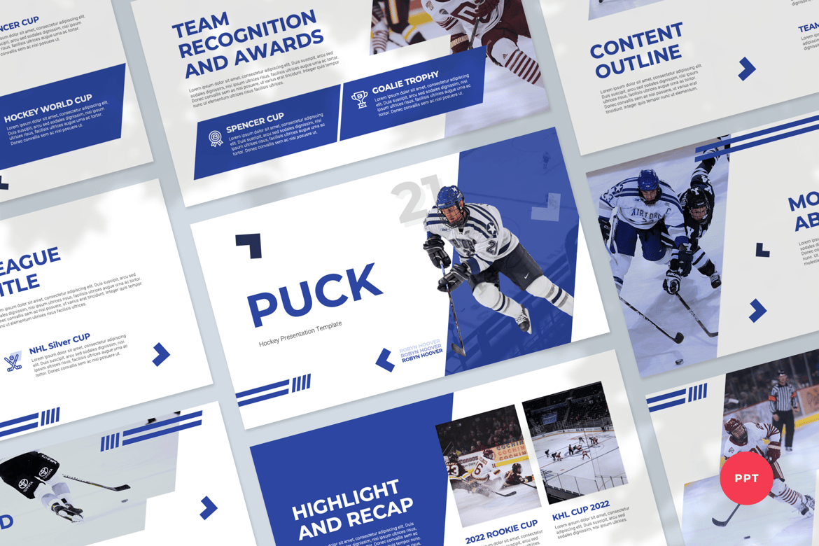 Template Presentasi PowerPoint Hockey yang Modern dan Profesional