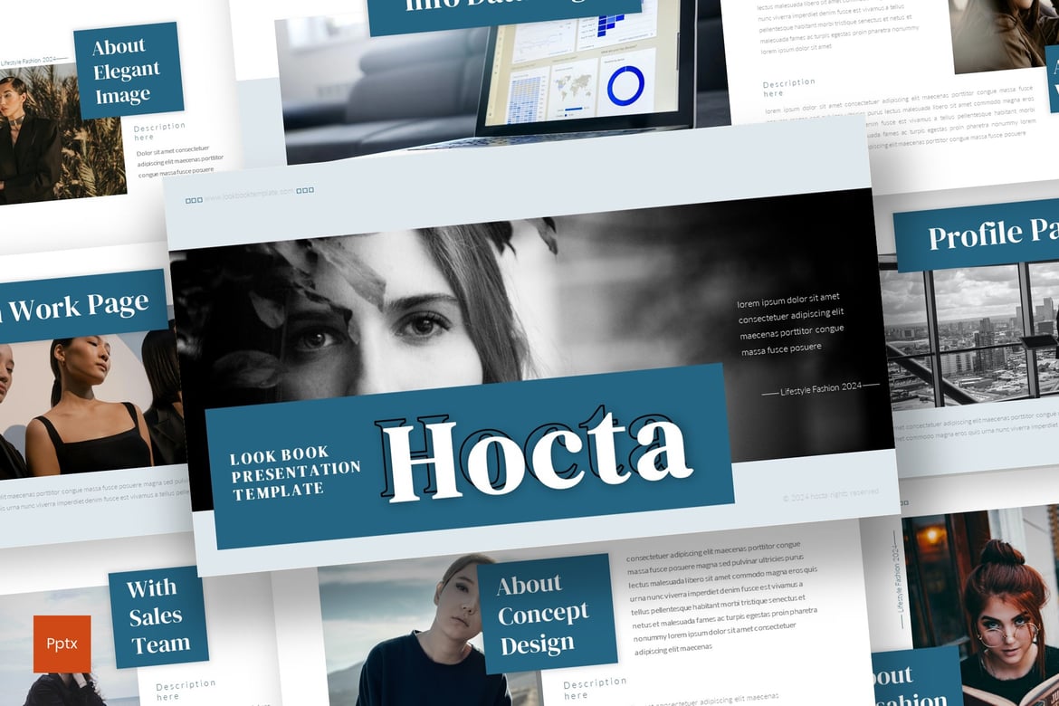 Hocta - Template Powerpoint Lookbook yang Kreatif dan Minimalis