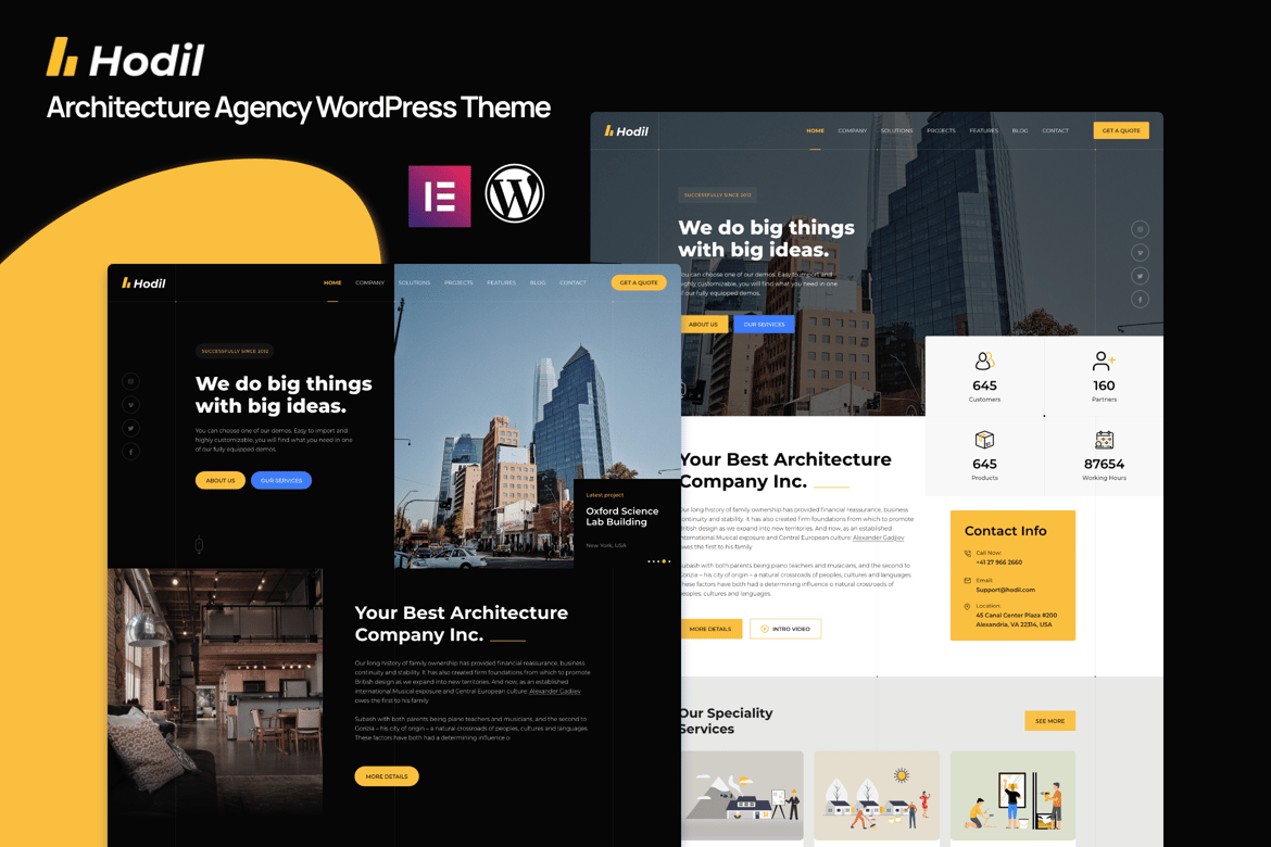 Hodil - Tema WordPress Arsitektur Modern dan Profesional