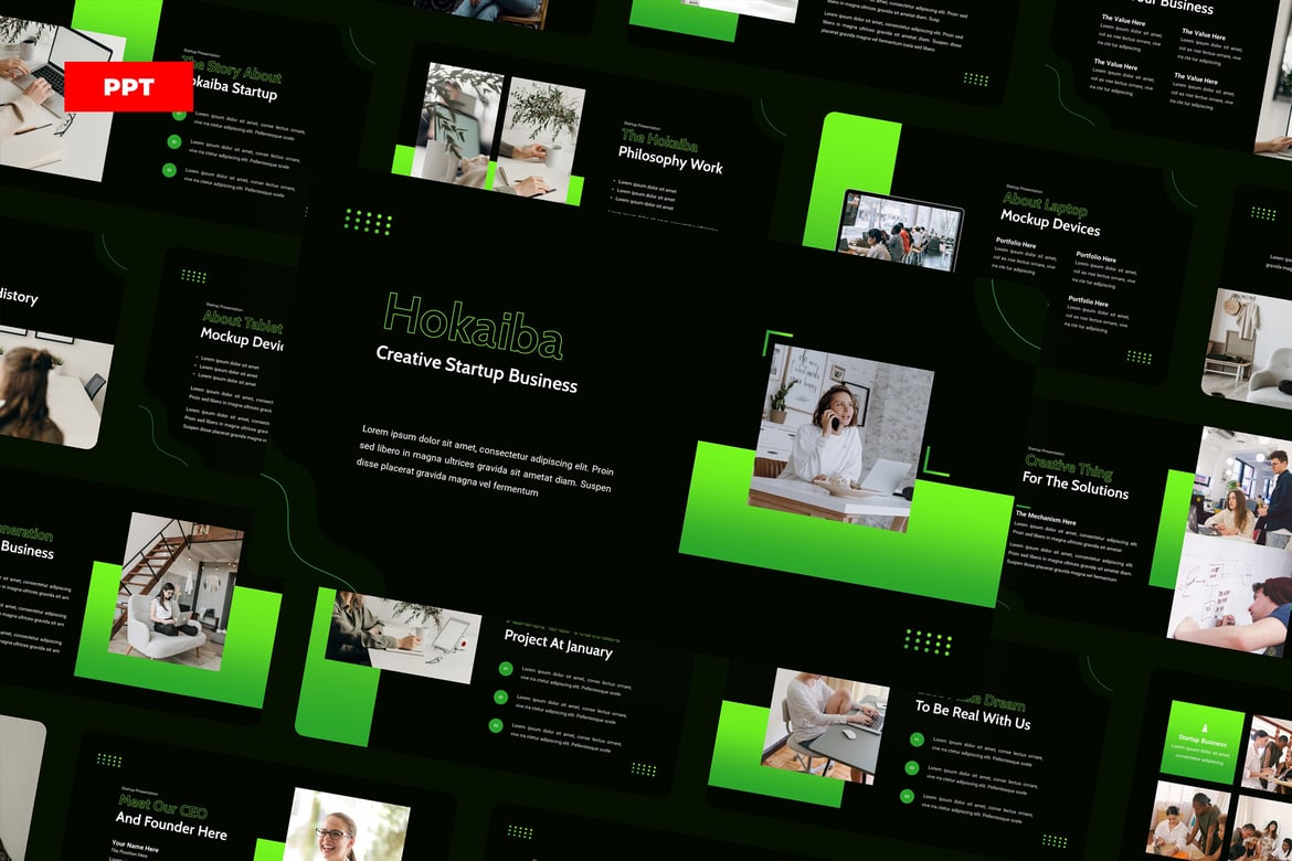 Template Presentasi Hokaiba Kreatif untuk Startup - PowerPoint