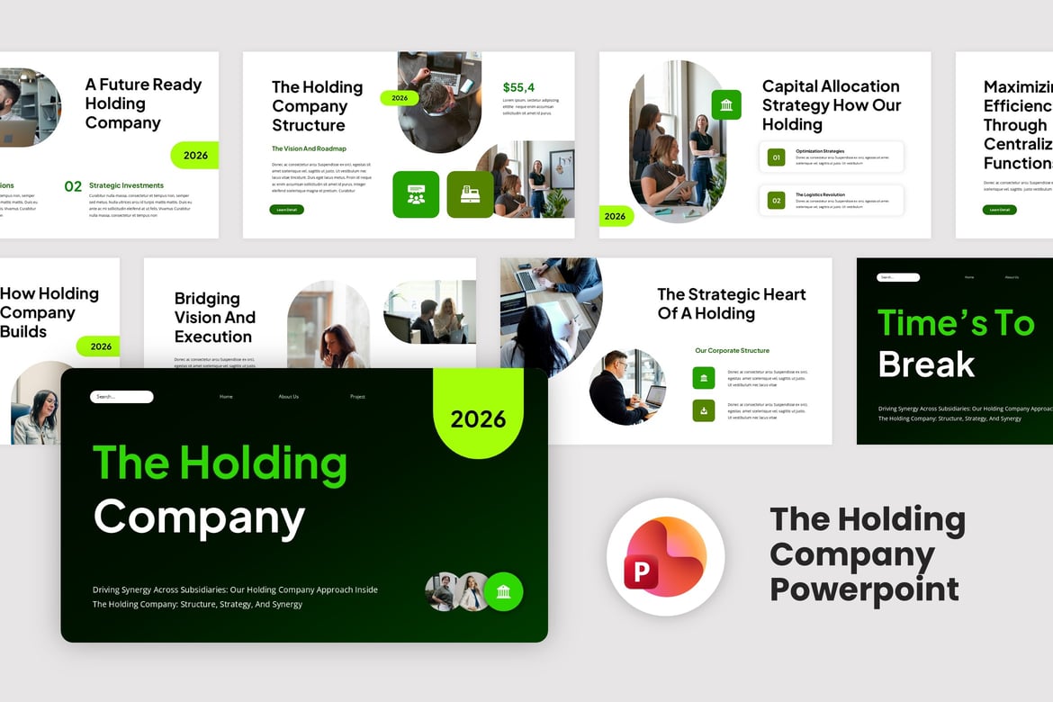 Template Powerpoint Perusahaan Holding yang Kreatif dan Fleksibel