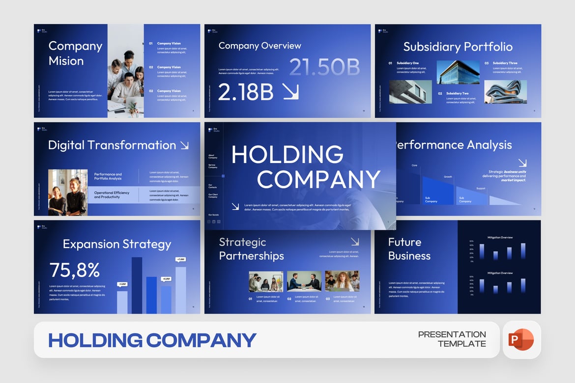 Template PowerPoint Perusahaan Holding yang Futuristik