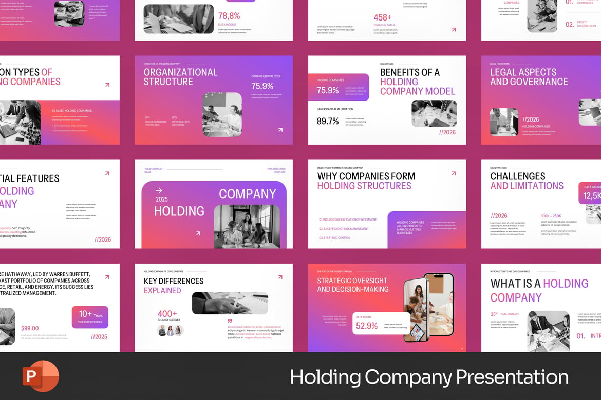 Template Presentasi PowerPoint Perusahaan Holding yang Profesional