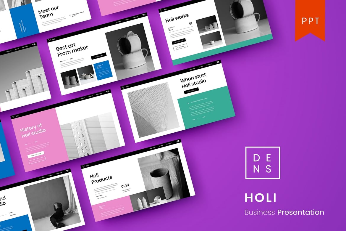 Template PowerPoint Bisnis Holi yang Menarik dan Profesional
