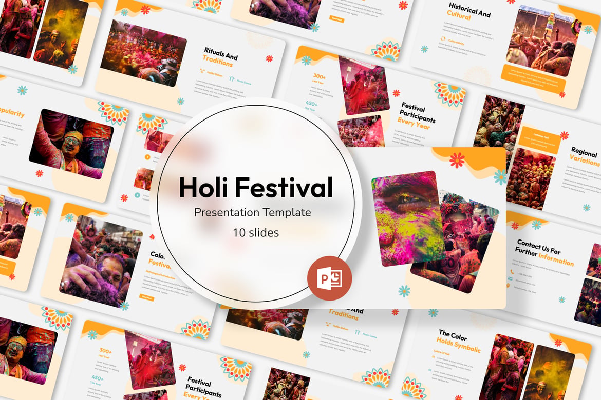 Template PowerPoint Festival Holi yang Menawan