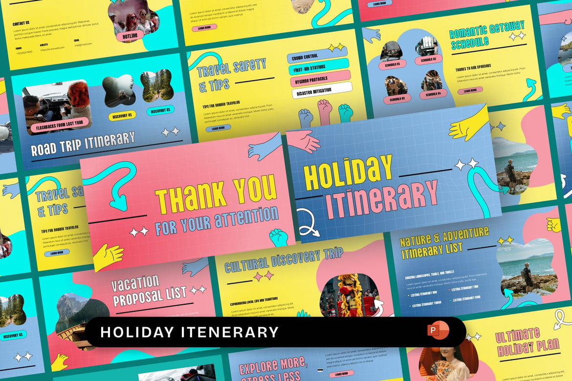 Template Presentasi PowerPoint Itinerary Liburan yang Menarik