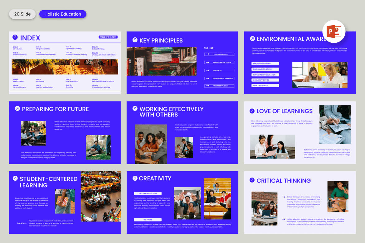 Template PowerPoint Pendidikan Holistik yang Menarik