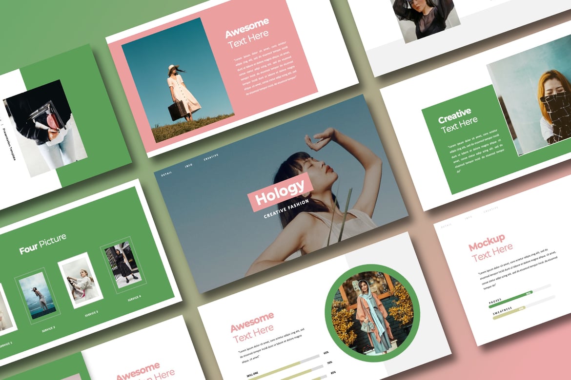 Template PowerPoint Hology dengan Gaya Fashion yang Modern
